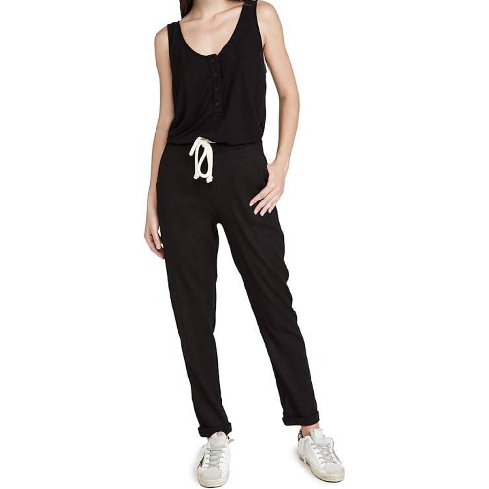 MONROW Women's Linen‎ Knit Woven Jumpsuit – Size Medium